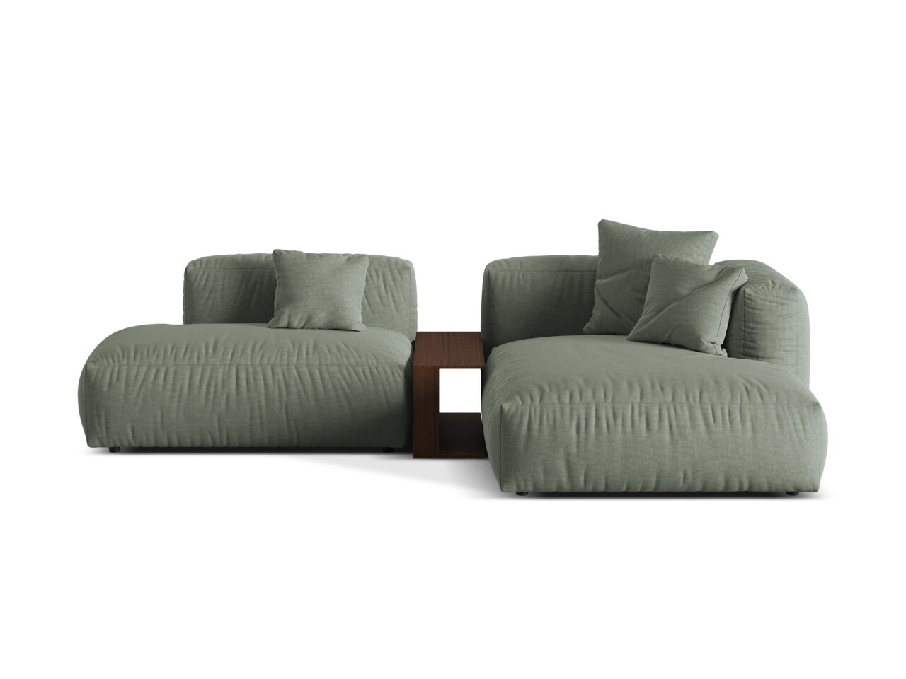 Coltar modular dreapta 2 locuri, Martina-169, Micadoni Home, 285x176x75 cm, tesatura structurata catifelata, verde muschi Colțare